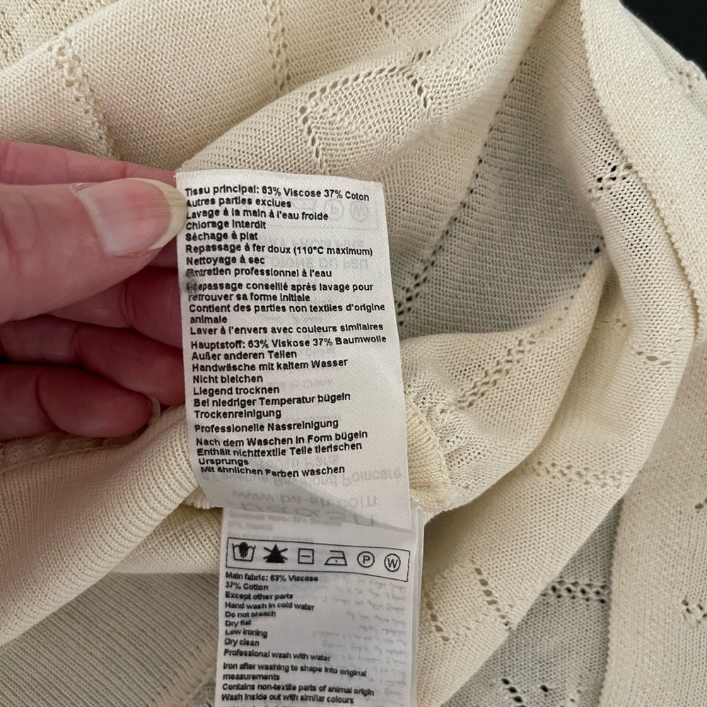 BA&SH Acacio Pointelle Knit Short Sleeve Cardigan - Off White size 8 - Picture 11 of 13